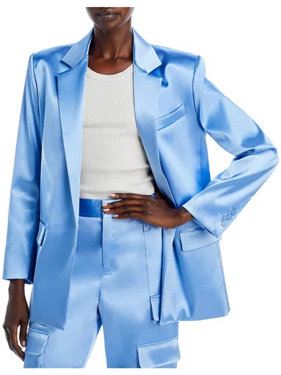 Frame Womens Padded Shoulder Shimmer One-button Blazer In Blue