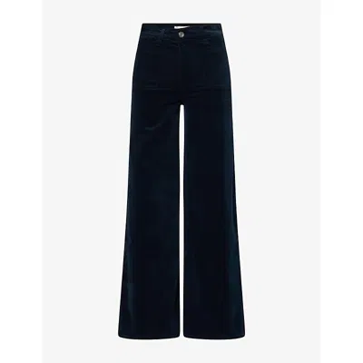 Frame Womens Palazzo Wide-leg Cotton-blend Corduroy Trousers Navy