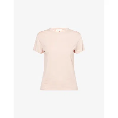 Frame Womens Pink Sand The Baby Tee Cotton-jersey T-shirt
