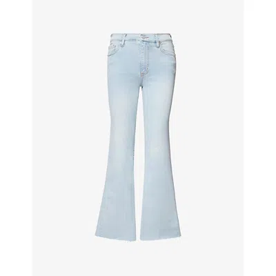 Frame Womens Preen Raw After The Icon Mid-rise Flared Stretch-denim Jeans In Blue