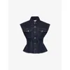 Frame Womens Rinse Nipped Pointed-collar Denim Vest In Rinse