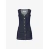 Frame Paneled Recycled Denim Mini Dress In Blue