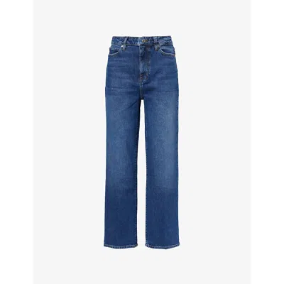 FRAME WOMENS RIVAL THE WIDE FIVE-POCKETS WIDE-LEG HIGH-RISE STRETCH-DENIM JEANS