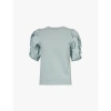 Frame Pleated Puff Sleeve Tee In Sage In Sage