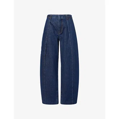 Frame Womens  The Bowed Barrel-leg Denim Trousers In Blue
