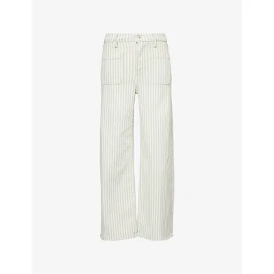Frame Womens Anchor Striped Cotton-blend Jeans Seamist Stripe