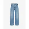 Frame Womens  The Hang Five-pockets Straight-leg Mid-rise Regenerative-denim Jeans In Seattle