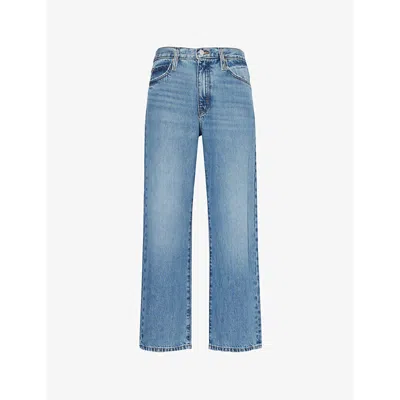 Frame Womens  The Hang Five-pockets Straight-leg Mid-rise Regenerative-denim Jeans In Seattle
