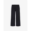Frame Womens Sheen Noir Le Jetset Crop Wide-leg Mid-rise Stretch-denim Jeans In Sheen Noir