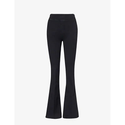 Frame Womens Sheen Noir Le Jetset Flare Mid-rise Stretch-cotton Jeans