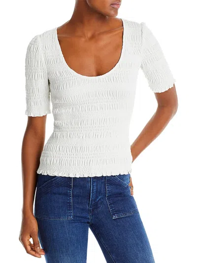 Frame Womens Short Sleeve Smocked Pullover Top In Multi