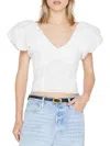 FRAME WOMENS SHUTTER PLEAT PUFF SLEEVE CROPPED