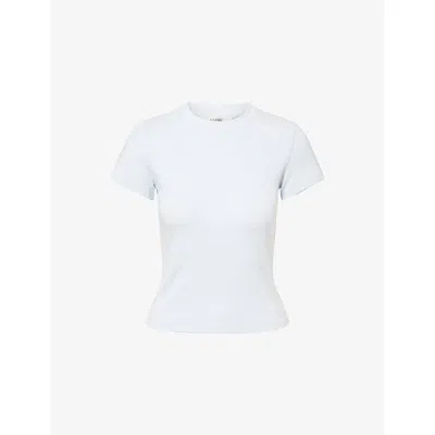 Frame Womens Sky Blue The Rib Short-sleeves Stretch-woven T-shirt