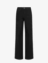 Frame Womens Slim Palazzo Wide-leg High-rise Stretch Denim-blend Jeans Noir In Black