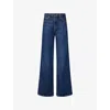 Frame Womens Spencer The Cuffed Wide-leg Denim Jeans In Blue