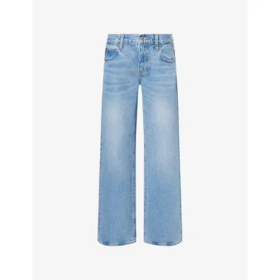 Frame Womens Static The Lowkey Straight-leg Denim Jeans In Blue