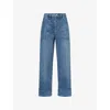 FRAME WOMENS FRAME UTILITY STRAIGHT-LEG COTTON-BLEND JEANS