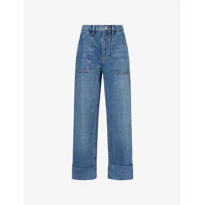Frame Womens Utility Straight-leg Cotton-blend Jeans Stranger