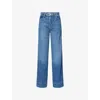 Frame Womens Swan The Streamline High-waist Straight-leg Denim Jeans In Blue