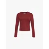 Frame Womens Syrah Red Long-sleeve Baby Tee Cotton-jersey T-shirt In Syrah Red
