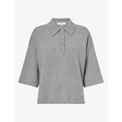 Frame Womens The Academy Relaxed-fit Cashmere Polo Shirt Graphite Grey
