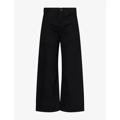 Frame Womens The Bow Crop Curved-leg Denim Jeans Black