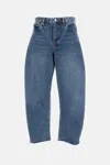 Frame Womens Knock Out Raw Fray Bubble Crop Curved-leg Denim Jeans In Blue