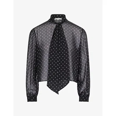 Frame Womens The Camilla Dot-print Silk Blouse Black Polka Dot