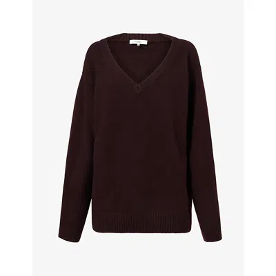 Frame Womens The Everyday V-neck Cashmere Jumper Currant In Brown