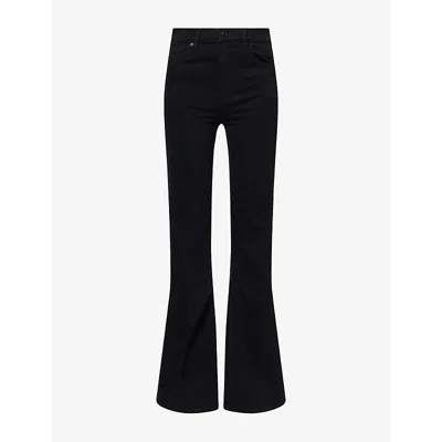 Frame Womens The Flare High-rise Stretch-denim Jeans Black