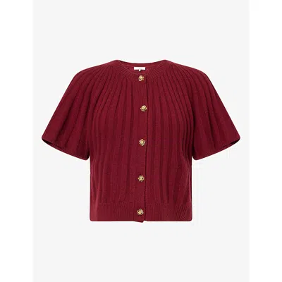 Frame Womens The Flutter Wool-cashmere Knit Cardigan Deep Garnet In Red