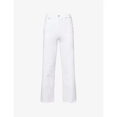 Frame Womens White The Icon Flared Cotton-blend Jeans