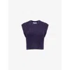 Frame Womens Royal Purple The Plush Cropped Wool-blend Vest In Purple
