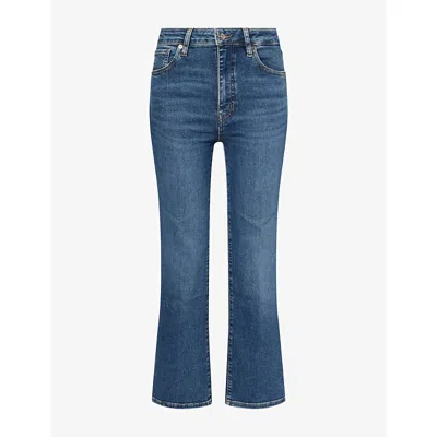 Frame Womens The Reboot Crop Bootcut Stretch-denim Jeans Eira In Blue