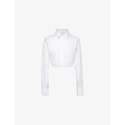 Frame Womens  The Saturday Cropped Long-sleeve Cotton Shirt In White