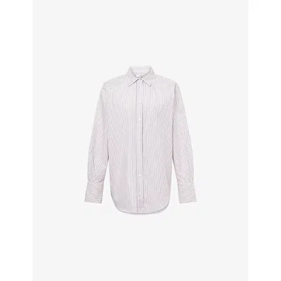 Frame Womens Aubergine Multi The Striped Boy Long-sleeves Cotton-poplin Shirt Xs In White