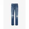 Frame The Vertical High Waist Relaxed Straight Leg Jeans In Voltage