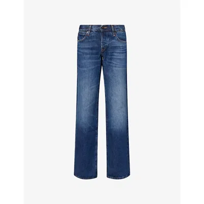 Frame Womens Tolerate  X Amelia Gray The Gray Wide-leg Denim Jeans In Blue