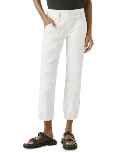 Frame Womens Twill Cropped Jogger Pants In White
