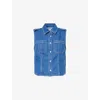 Frame Womens Two-patch-pockets Sleeveless Denim-blend Shirt Regulation In Regulation