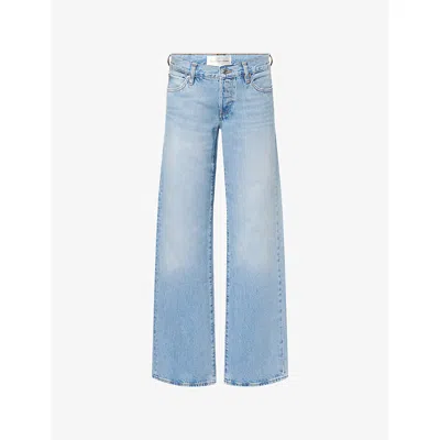 Frame Womens Unknown  X Amelia Gray The Gray Wide-leg Denim Jeans In Blue