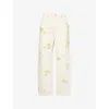 Frame Womens Embellished Low-slung Barrel Denim Jeans Vanilla Bean