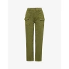 FRAME FRAME WOMEN'S WASHED WINTER MOSS UTILITY RELAXED-FIT HIGH-RISE STRETCH-COTTON TROUSERS