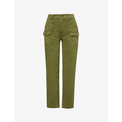 Frame Womens Washed Winter Moss Utility Relaxed-fit High-rise Stretch-cotton Trousers