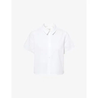 Frame Womens  Boxy-fit Pointed-collar Cotton-seersucker Shirt