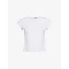 Frame Womens Gathered Short-sleeve Stretch-cotton Top White In White