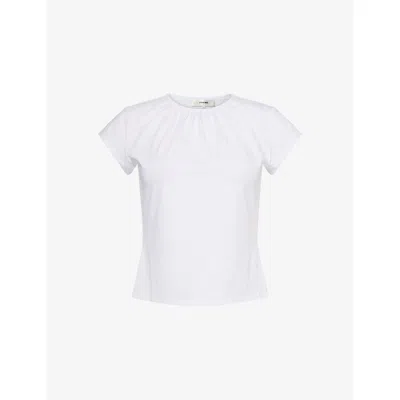 Frame Womens Gathered Short-sleeve Stretch-cotton Top White