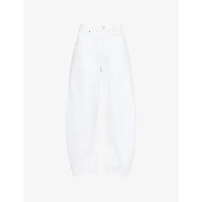 Frame Womens White New Fray The Bubble Cropped-leg Denim Jeans