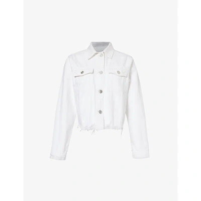 Frame Womens White Rips Le Vintage Raw-hem Denim Jacket