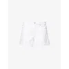 Frame Womens White The Eyelet Embroidered-hem Denim Shorts